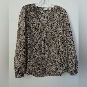 Zenda long sleeve blouse leopard print size L